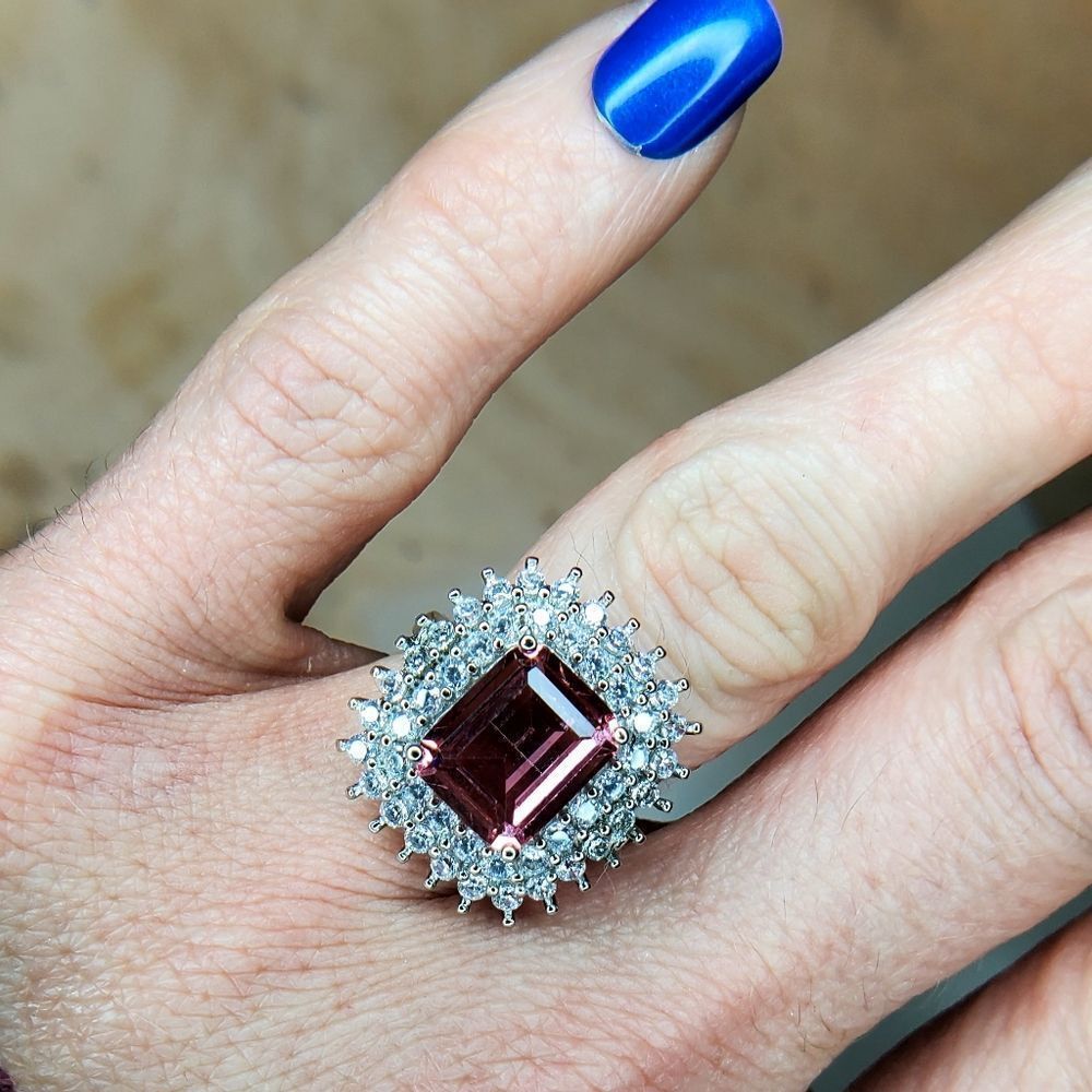 NWOT 925 Sterling Silver Pink Morganite Ring - Picture 7 of 16